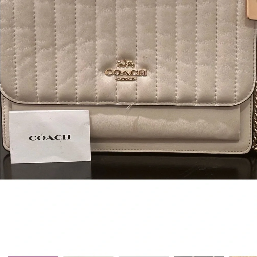 Coach Quilted Crossbody Bag in Cream with Gold Hardware - Picture 1 of 5